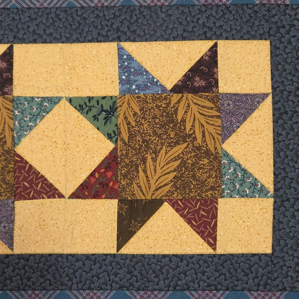 Patchwork Star Table Runner Multi Pattern Reversible - Picture 3 of 6